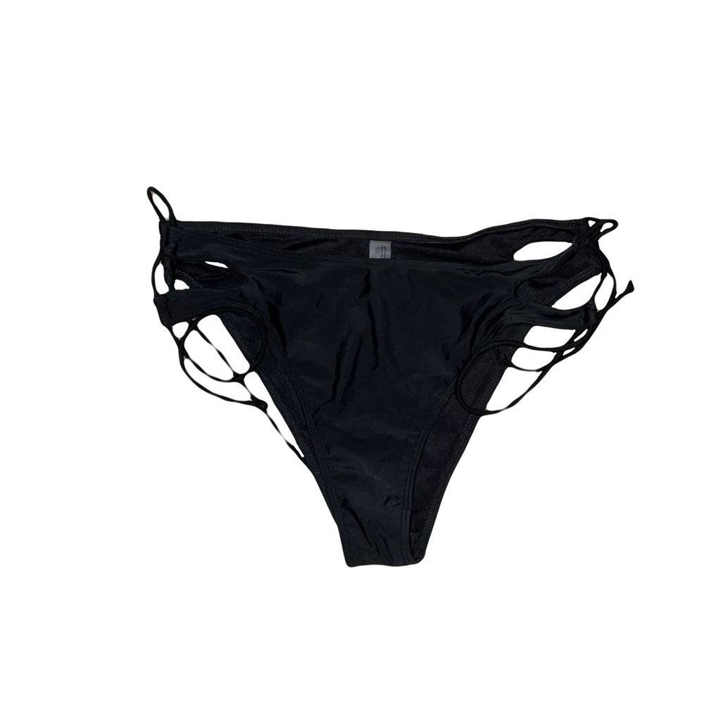 Black XL High Waisted Tie Bikini Bottoms